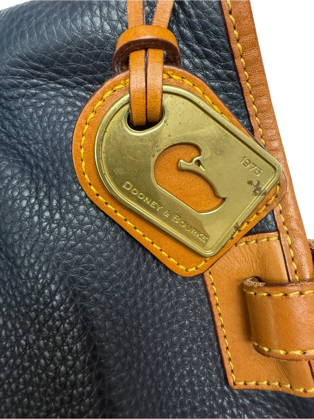 Dooney & Bourke Dillen Pebble Leather Double Pocket Convertible Shopper Navy - Picture 3 of 14